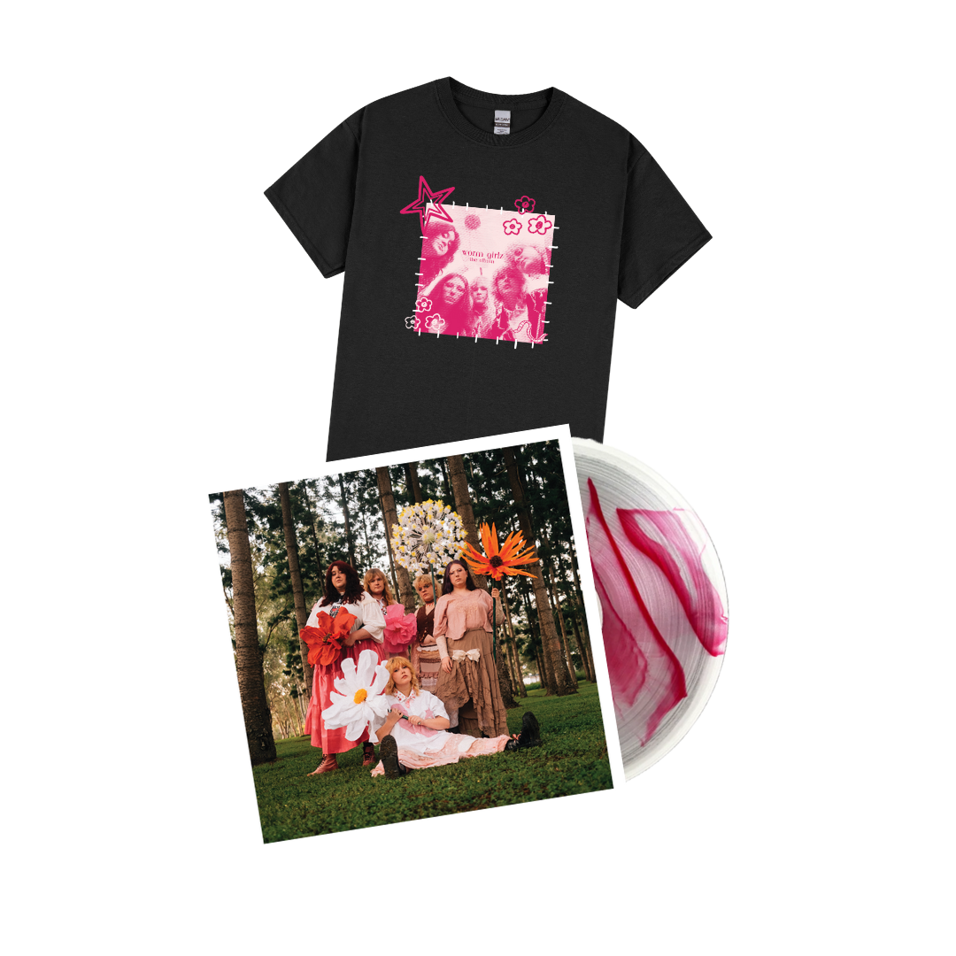 Worm Girlz LP Clear Vinyl With Pink and Red Flash & Worm Girlz The Album T-Shirt Bundle **PRE-ORDER**